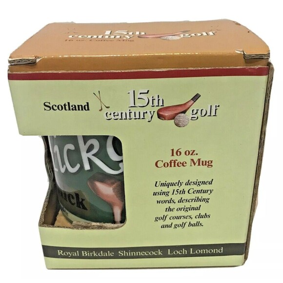 Golf Coffee Mug Cup 15th Century Scotland Royal Birkdale Shinnecock Lomond 16oz - Picture 1 of 10